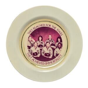 Vintage Crew of Space Shuttle Challenger Collectible Plate Achieved Immortality